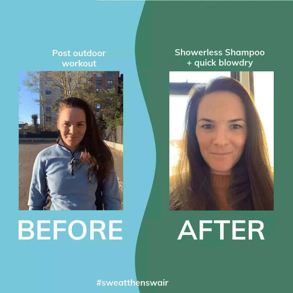 Showerless Shampoo before and after real life photo