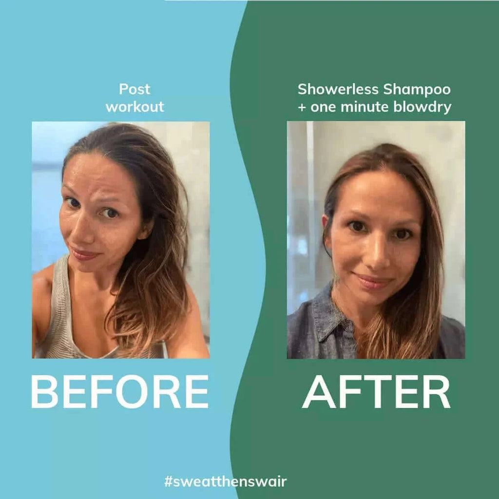 Showerless Shampoo before and after real life photo #size_8-oz